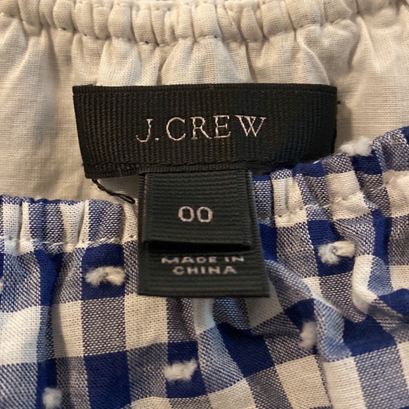 J Crew 00 Navy and White Gingham Tie Shoulder Spaghetti Strap Tank Top - Picture 4 of 4